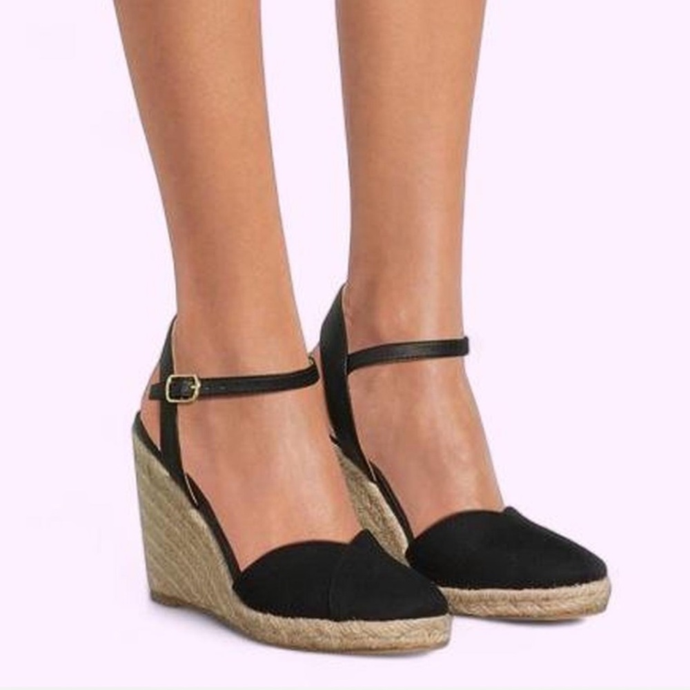 NWT Time and Tru Cotton Canvas Memory Foam Wedge Sandals Size 9 Heels - Picture 2 of 9
